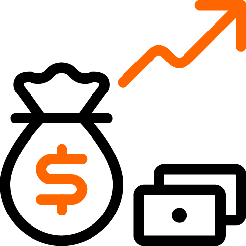 money sign wth up arrow icon